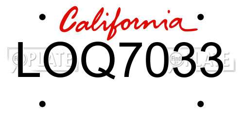 LOQ7033 California License Plate