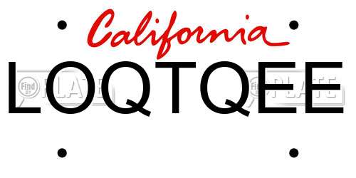 LOQTQEE California License Plate