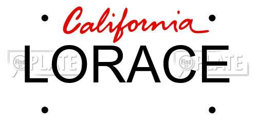 LORACE California License Plate