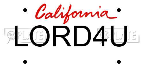 LORD4U California License Plate