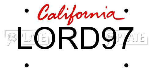 LORD97 California License Plate