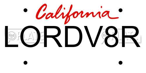 LORDV8R California License Plate