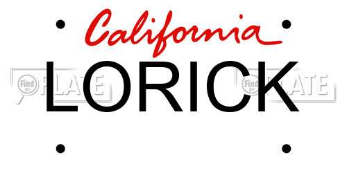 LORICK California License Plate