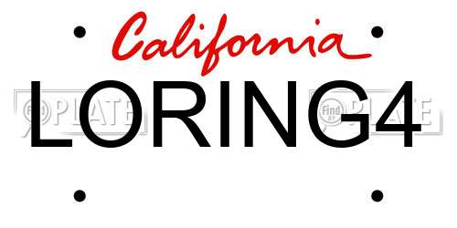LORING4 California License Plate
