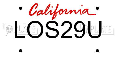 LOS29U California License Plate