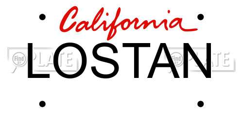LOSTAN California License Plate