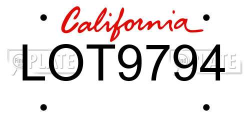 LOT9794 California License Plate