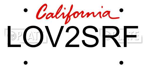 LOV2SRF California License Plate