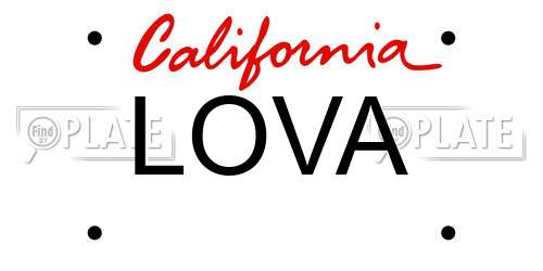 LOVA California License Plate