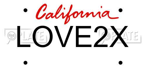LOVE2X California License Plate