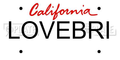 LOVEBRI California License Plate