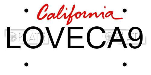 LOVECA9 California License Plate