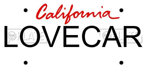 LOVECAR California License Plate