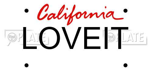LOVEIT California License Plate