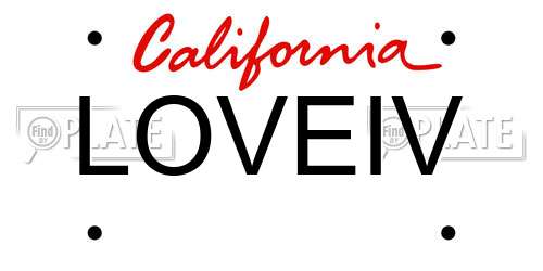 LOVEIV California License Plate