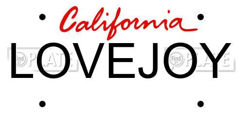 LOVEJOY California License Plate