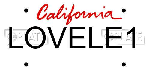 LOVELE1 California License Plate