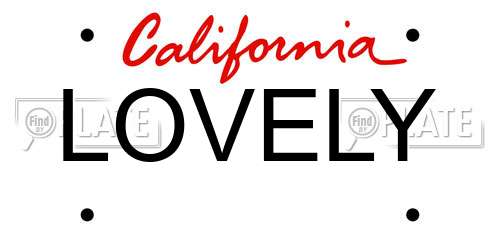LOVELY California License Plate