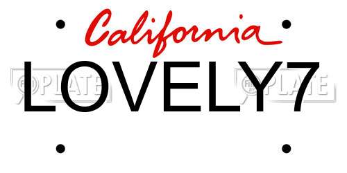 LOVELY7 California License Plate