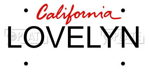 LOVELYN California License Plate