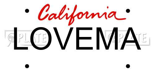 LOVEMA California License Plate