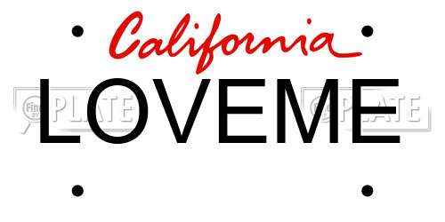 LOVEME California License Plate