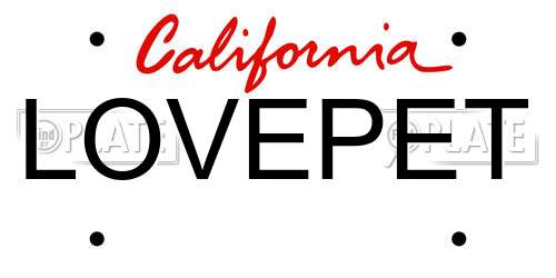 LOVEPET California License Plate