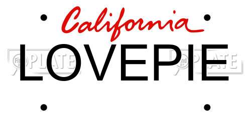 LOVEPIE California License Plate