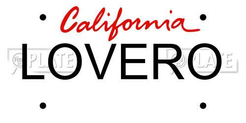 LOVERO California License Plate