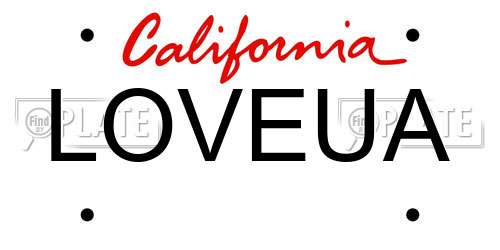 LOVEUA California License Plate