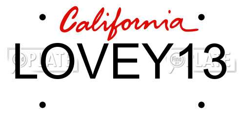 LOVEY13 California License Plate