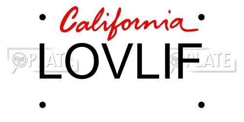 LOVLIF California License Plate