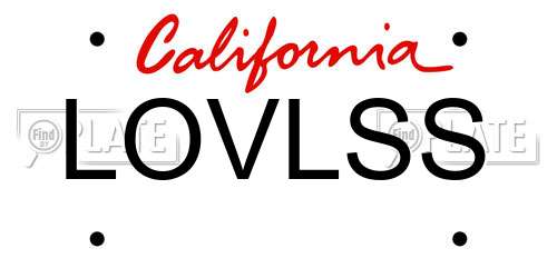 LOVLSS California License Plate