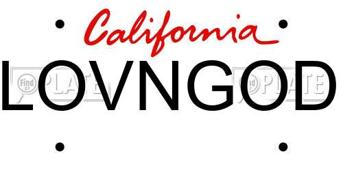 LOVNGOD California License Plate