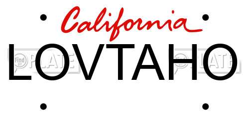 LOVTAHO California License Plate