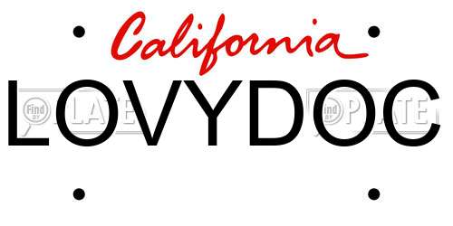LOVYDOC California License Plate
