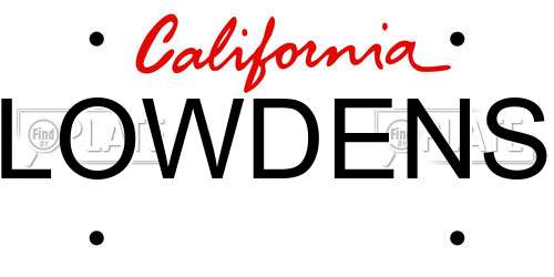 LOWDENS California License Plate