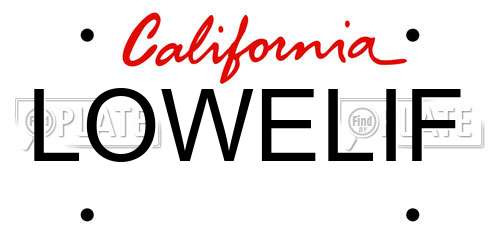 LOWELIF California License Plate