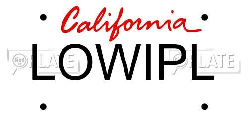 LOWIPL California License Plate