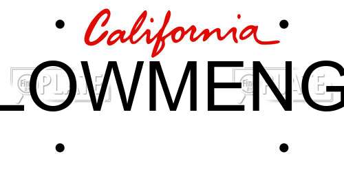 LOWMENG California License Plate