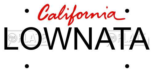 LOWNATA California License Plate