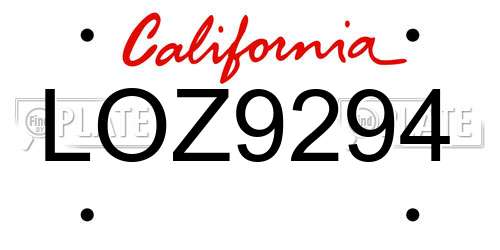 LOZ9294 California License Plate