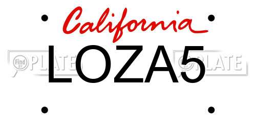 LOZA5 California License Plate