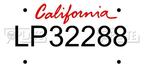 LP32288 California License Plate