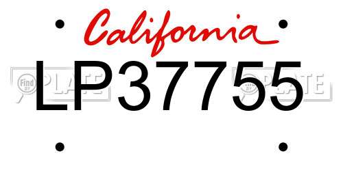 LP37755 California License Plate