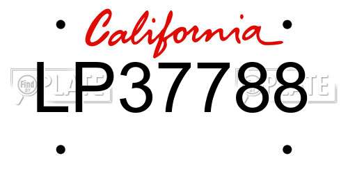 LP37788 California License Plate
