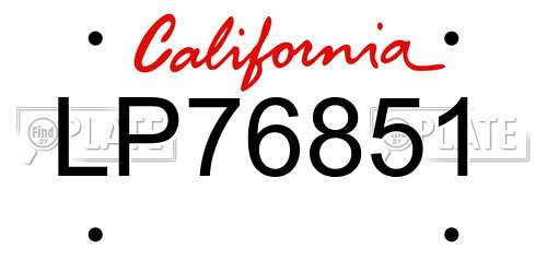 LP76851 California License Plate