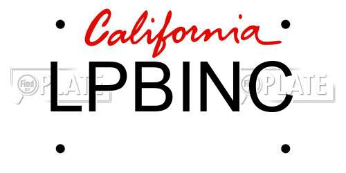 LPBINC California License Plate