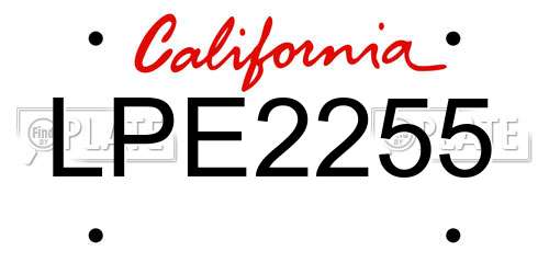 LPE2255 California License Plate
