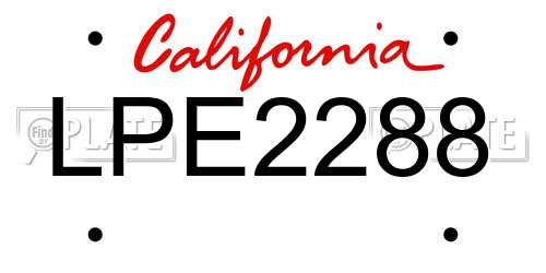 LPE2288 California License Plate